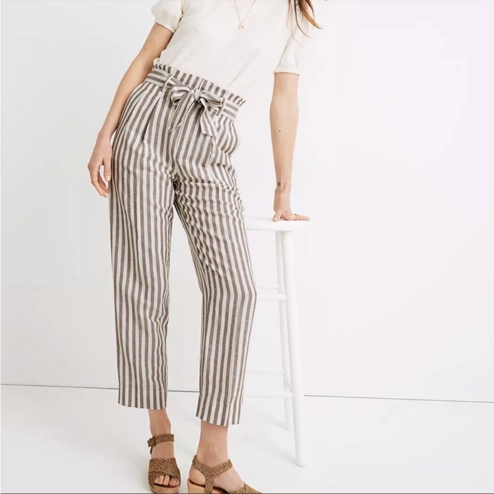 Madewell High-Rise Paper Bag Linen Blend Pant, 12 - Picture 3 of 13